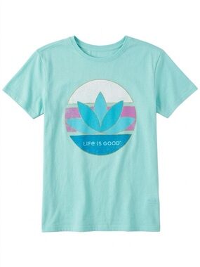 Life Is Good Aqua Graphic Tee with Multicolor Logo